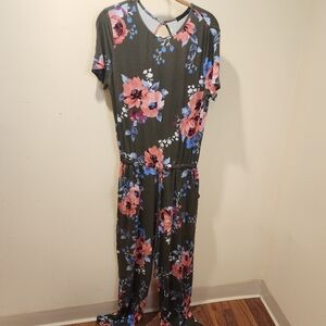 One piece floral long jumpsuit size L